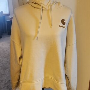 Carhartt Women's Off-White Hoodie, Embroidered Logos